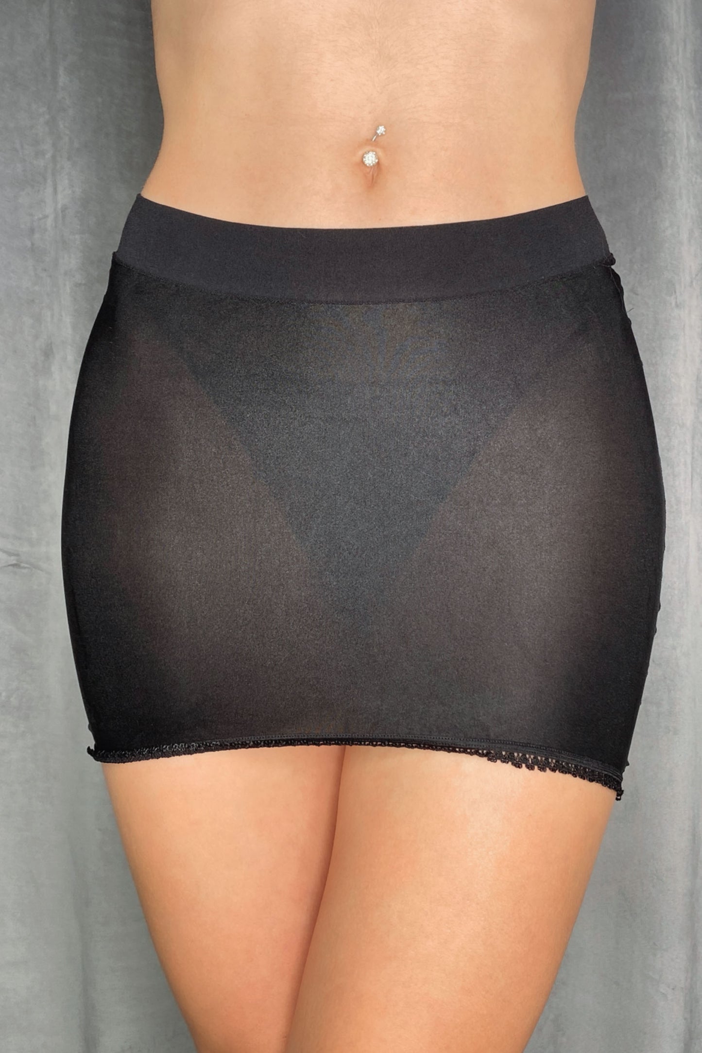 Black Nylon Mini Skirt