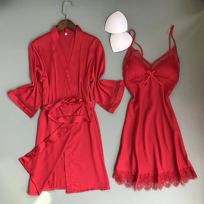 Poppy - Satin chemise and robe set