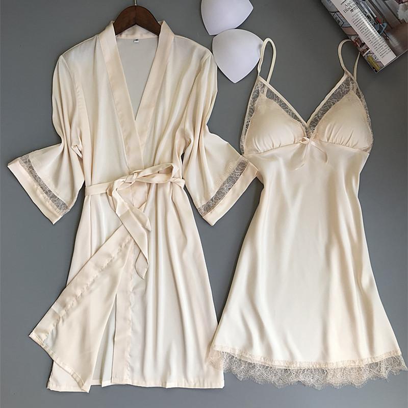 Poppy - Satin chemise and robe set