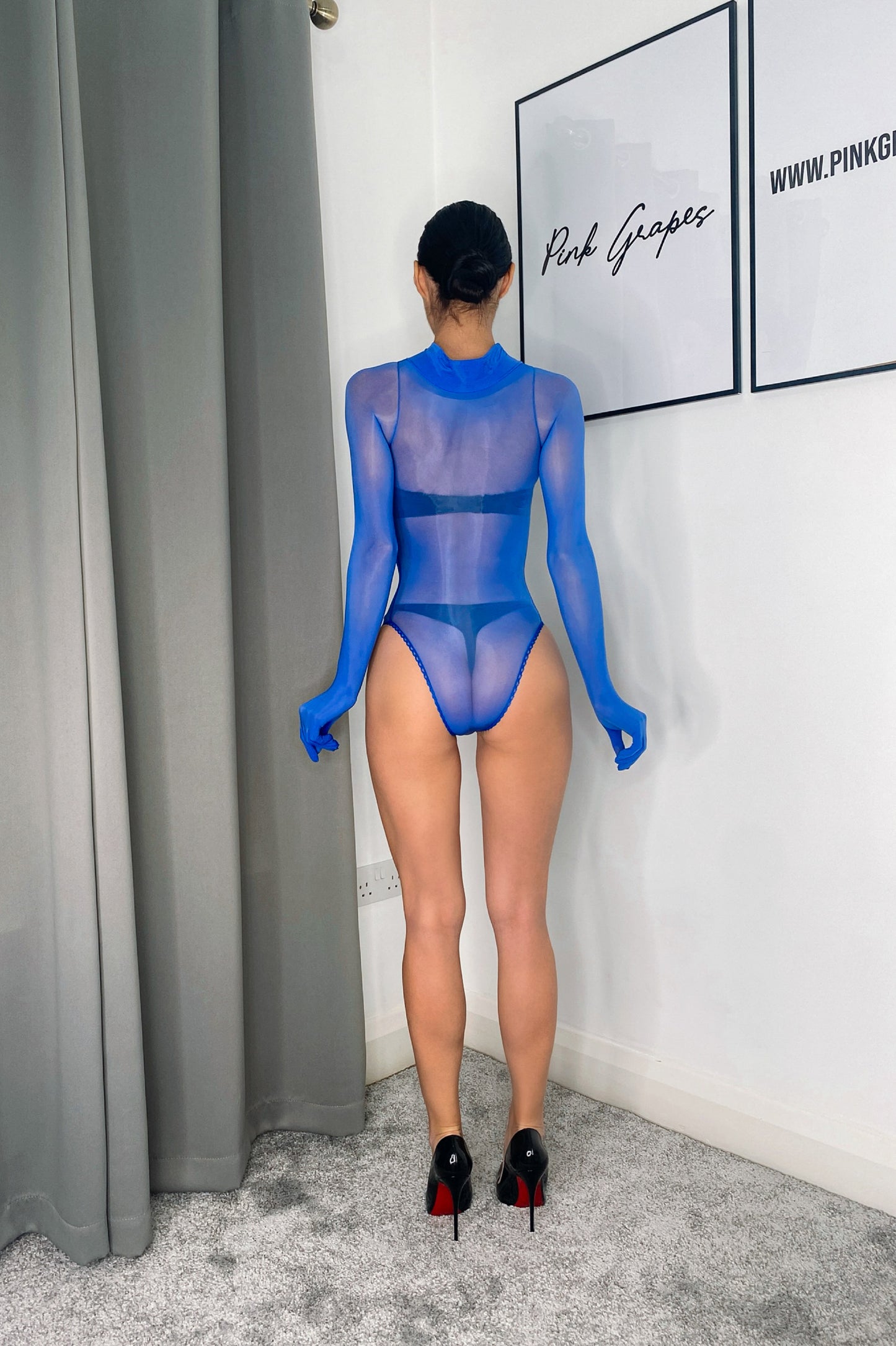 Blue Oil Shine Bodysuit with Gloves