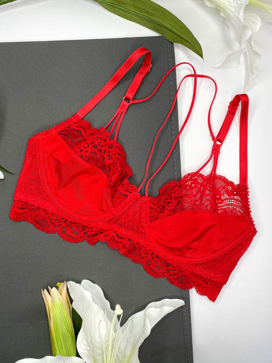 Olivia Red Lace Non Padded Bra - 30C, 32A, 34C, 36C